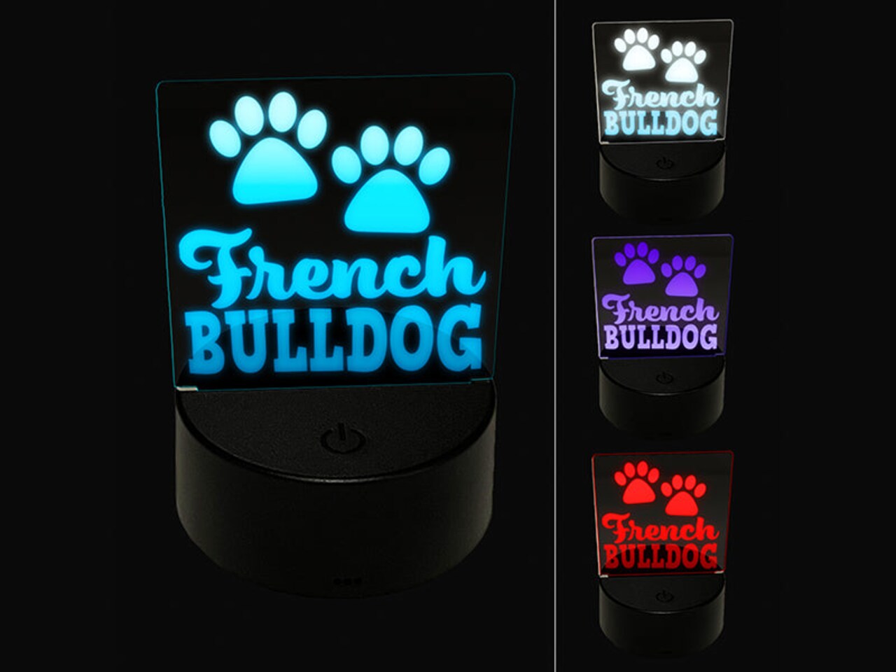 French Bulldog Dog Paw Prints Fun Text 3D Illusion LED Night Light Sign Nightstand Desk Lamp